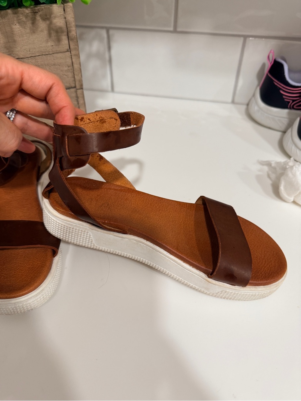MIA Brown Strappy Kids Sandal with White Sole